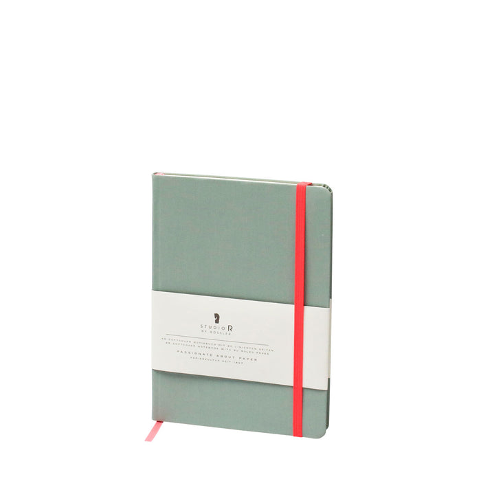 Notizbuch "Neon" | A5 | Soft Cover - Stoffbezug | Mit Gummizug | eukalyptus