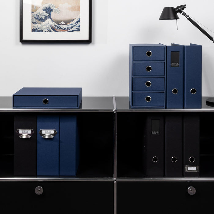 1er Schubladenbox für A4, Navy-Blau