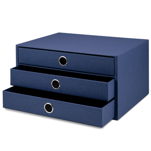 3er Schubladenbox für A4, Navy-Blau