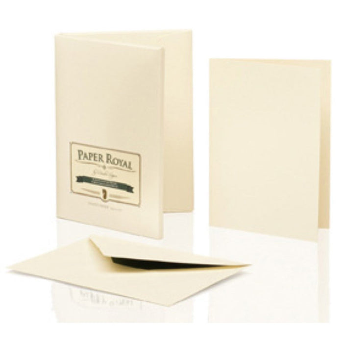 8er Set, 8 Karten A6/8 Briefumschläge C6, geripptes Papier, Creme