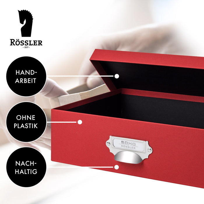 Aufbewahrungsbox mit Griff für A4, Rot