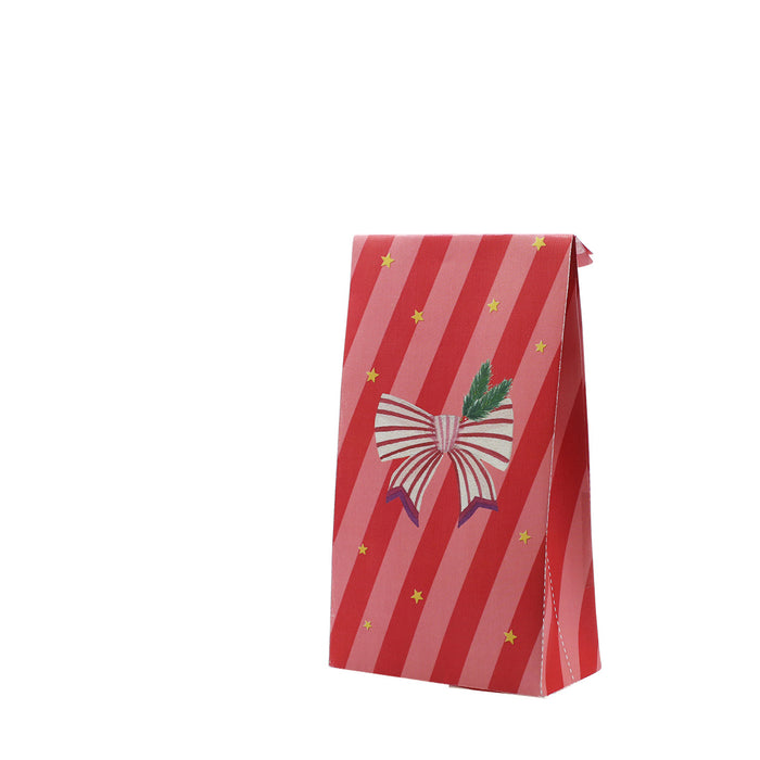 Weihnachtliche Geschenktüten "Schleife" | 6er Pack | Goldene Heißfolienprägung