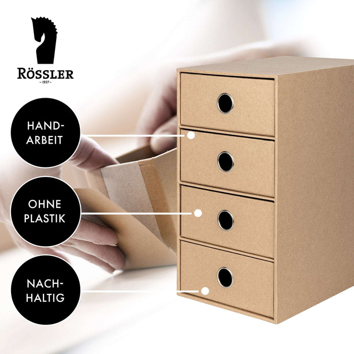 4er Schubladenbox für A5, Kraft