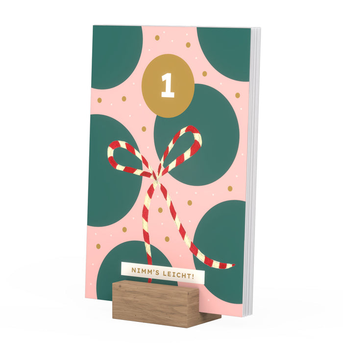 Achtsamkeits Adventskalender mit 24 Karten | 4 Kategorien á 6 Impulse | Inkl. Holzaufsteller