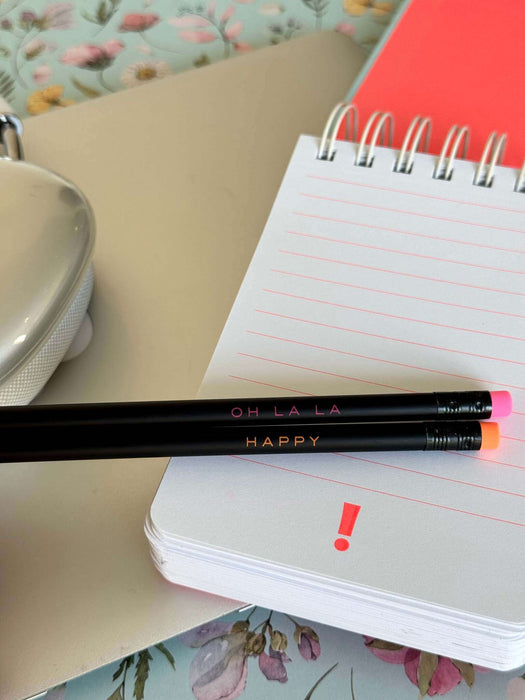 Bleistift „Neon“ | 3er Set mit Spruch & Radiergummi | pink, orange, gelb