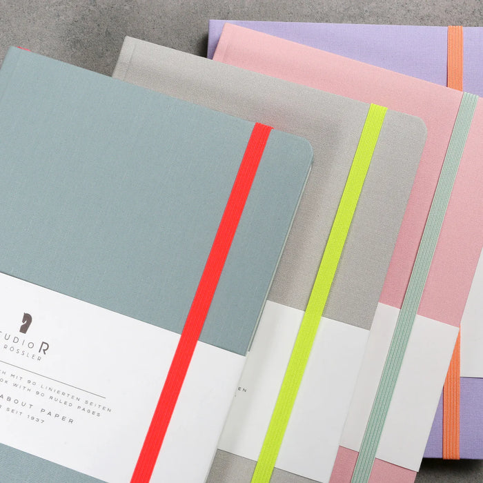 Notizbuch "Neon" | A5 | Soft Cover - Stoffbezug | Mit Gummizug | eukalyptus