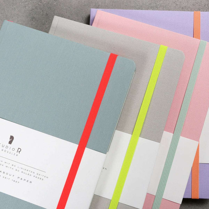 Notizbuch "Neon" | A5 | Soft Cover - Stoffbezug | Mit Gummizug | stone
