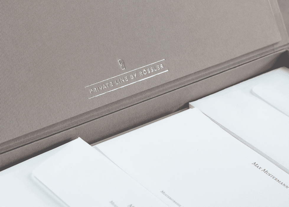 Personalisierbare Briefpapier Kassette | Edles Papier in Weiß | 60 Stück | blau