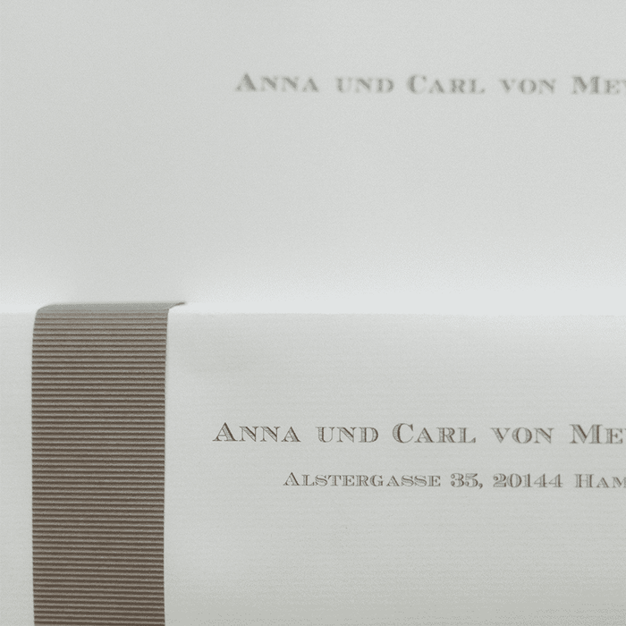 Personalisierbare Briefpapier Kassette | Edles Papier in Weiß | 60 Stück | taupe