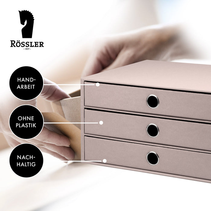 3er Schubladenbox für A4, Powder-Rosa
