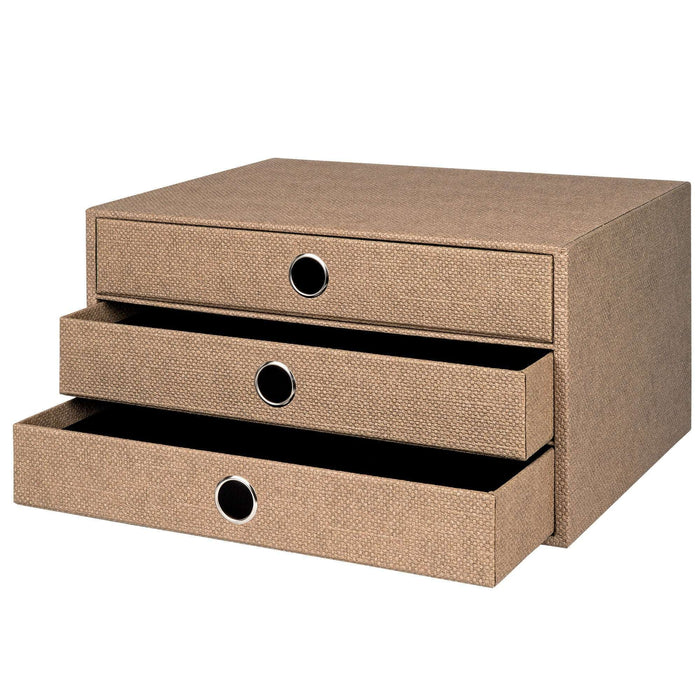 3er Schubladenbox für A4, Haselnuss-Braun