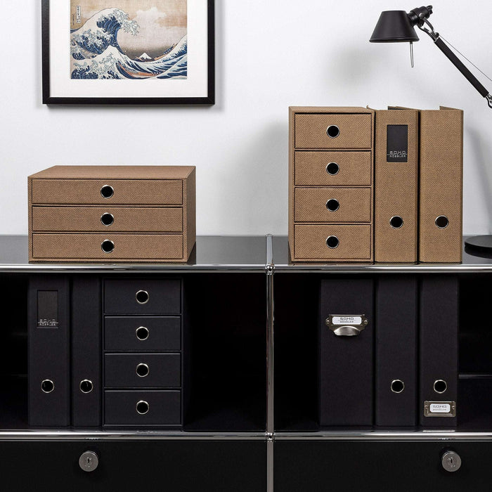 3er Schubladenbox für A4, Haselnuss-Braun