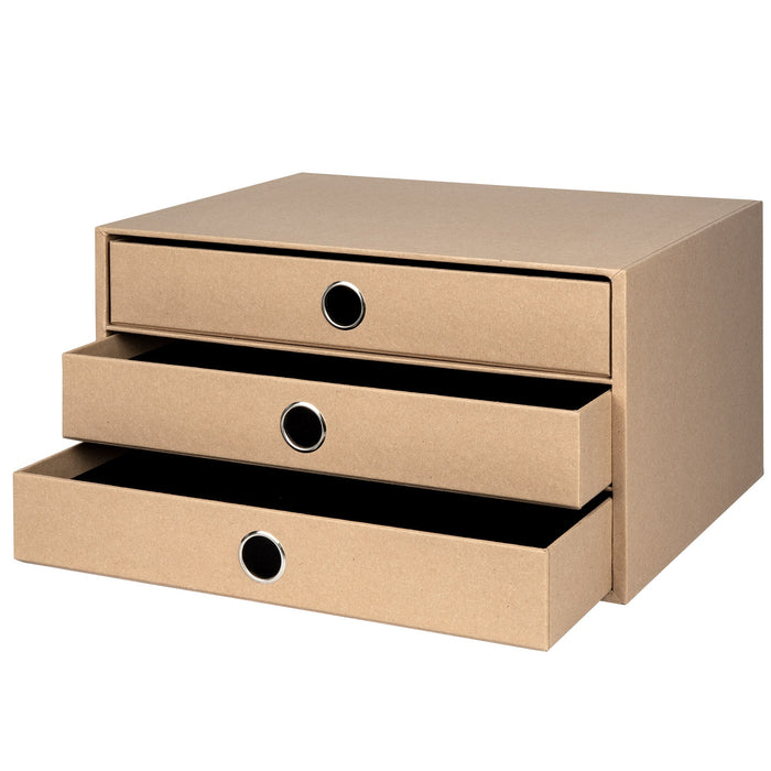 3er Schubladenbox für A4, Kraft