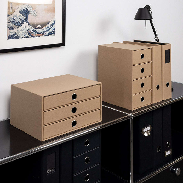 3er Schubladenbox für A4, Kraft