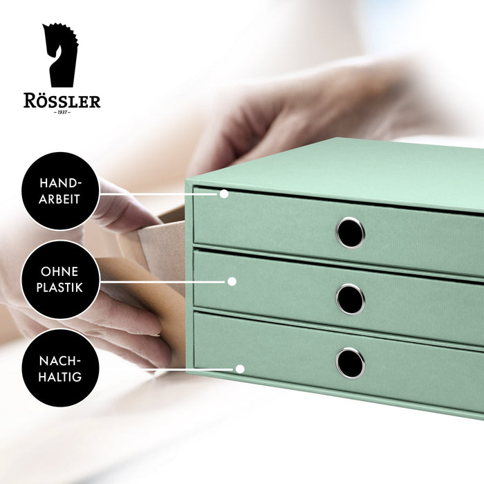 3er Schubladenbox für A4, Mint