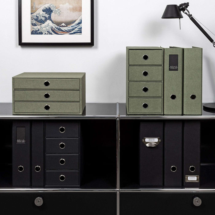 3er Schubladenbox für A4, Salbei-Grün