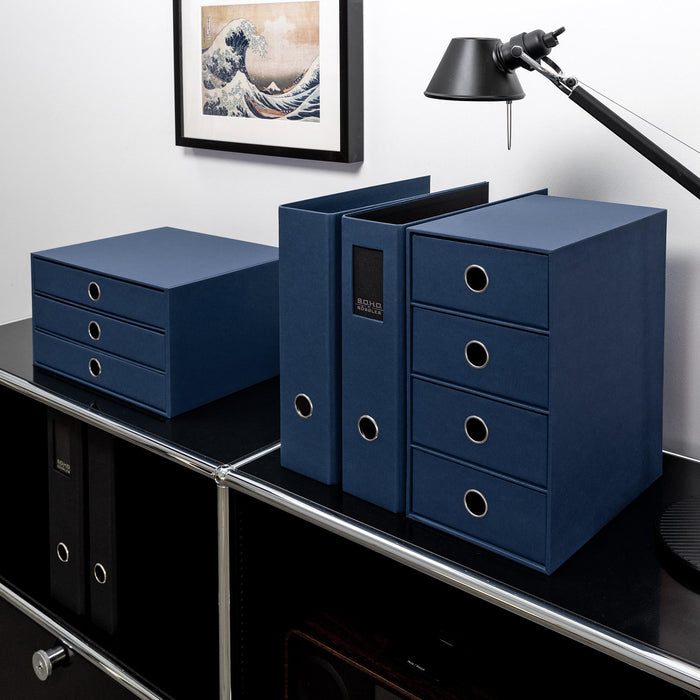 4er Schubladenbox für A5, Navy-Blau