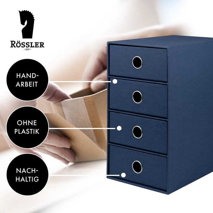 4er Schubladenbox für A5, Navy-Blau