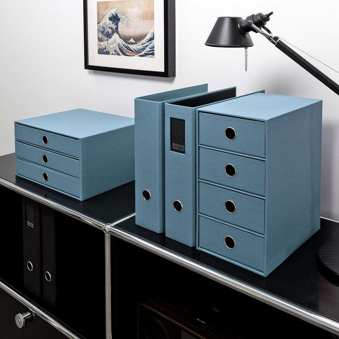 4er Schubladenbox für A5, Denim-Blau