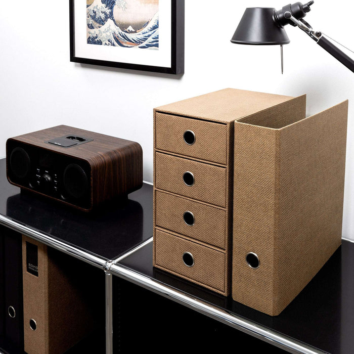 4er Schubladenbox für A5, Haselnuss-Braun