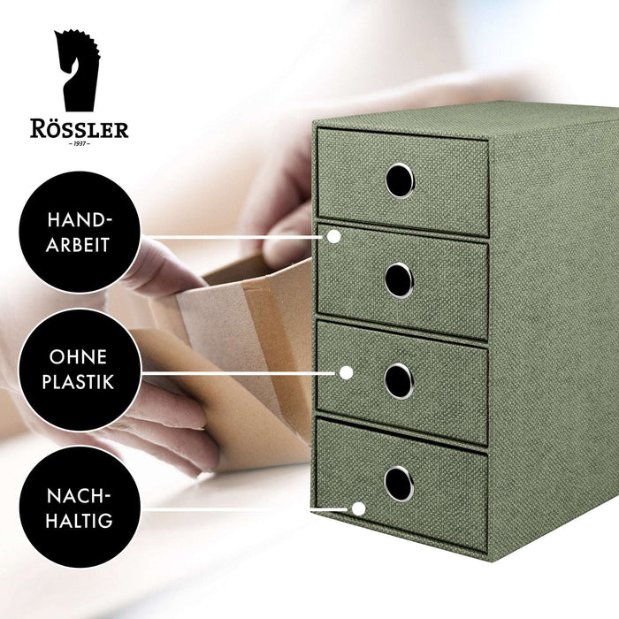 4er Schubladenbox für A5, Salbei-Grün