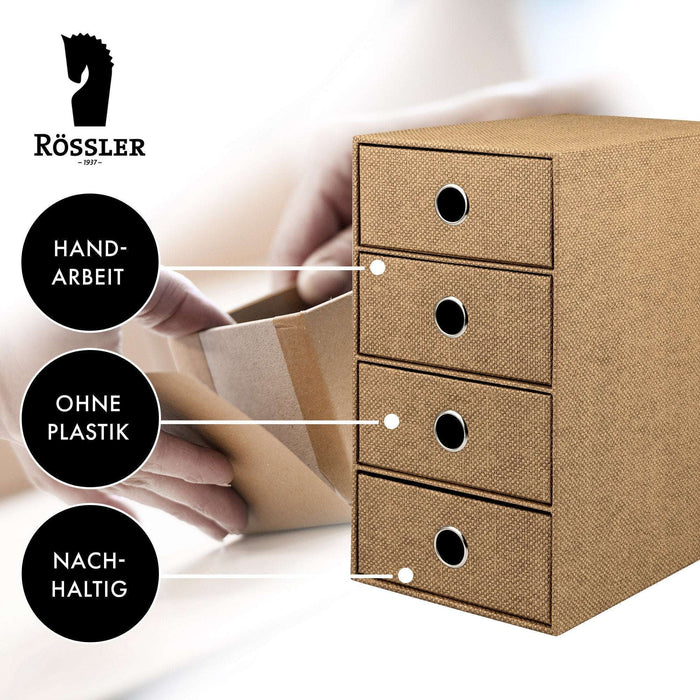 4er Schubladenbox für A5, Haselnuss-Braun