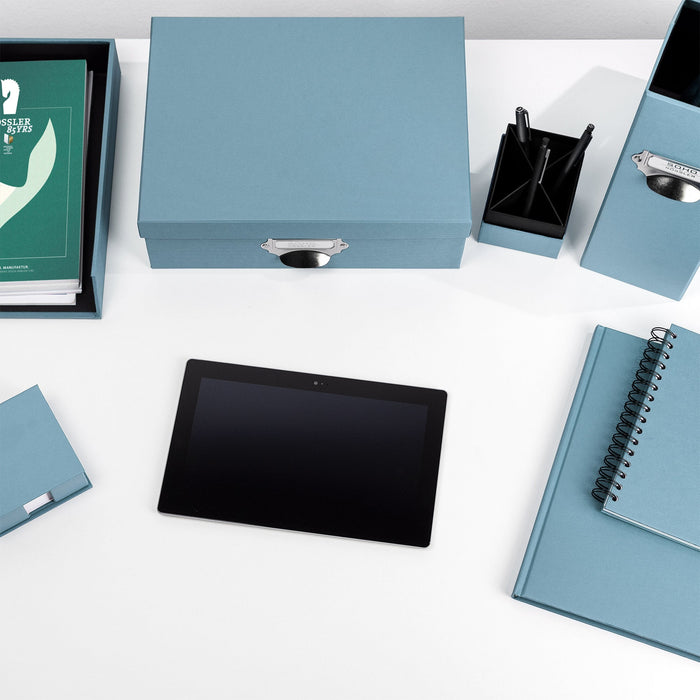 Aufbewahrungsbox mit Griff für A4, Denim-Blau