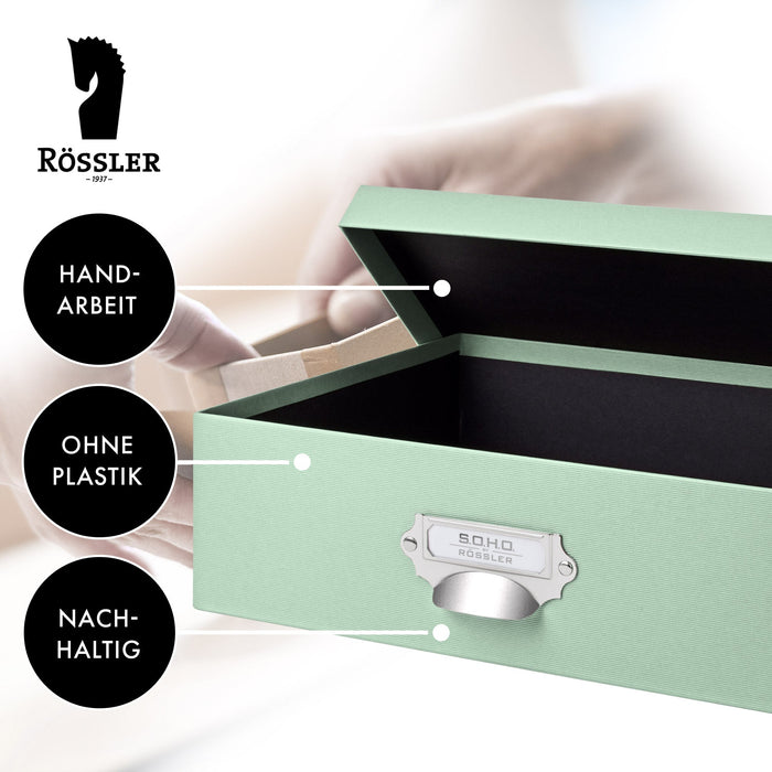 Aufbewahrungsbox mit Griff für A4, Mint