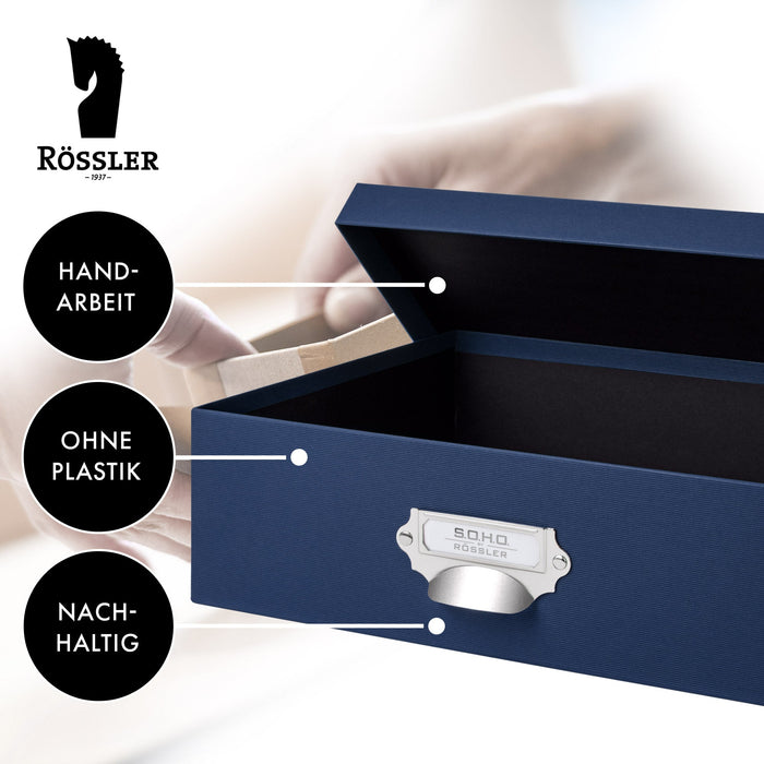Aufbewahrungsbox mit Griff für A4, Navy-Blau