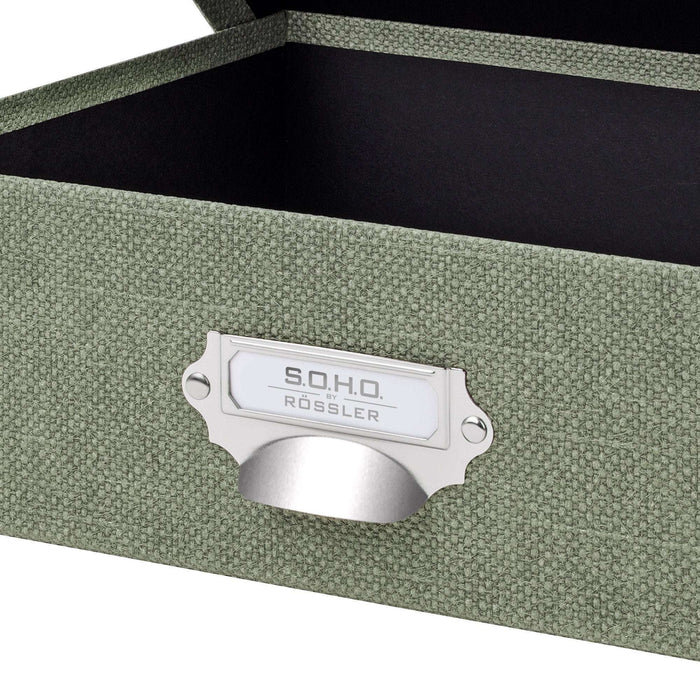 Aufbewahrungskartonage mit Griff für A4, Salbei-Grün