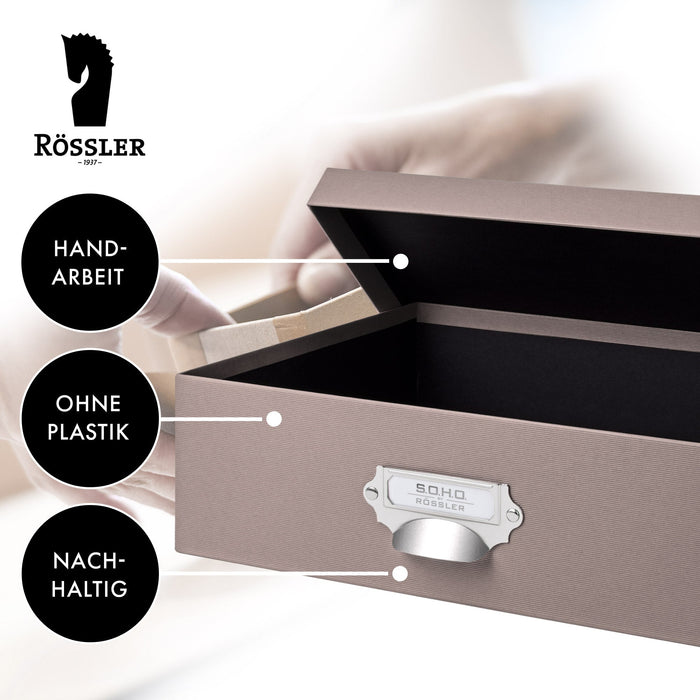Aufbewahrungsbox mit Griff für A4, Taupe