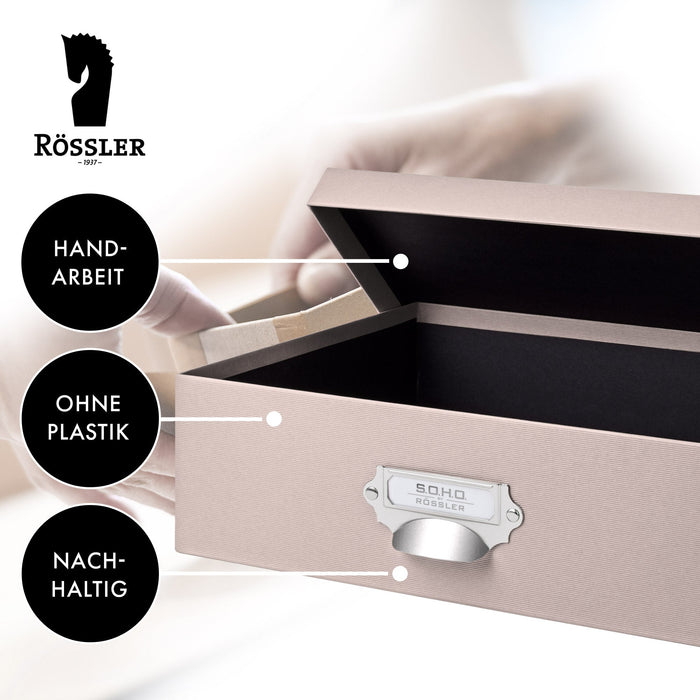 Aufbewahrungsbox mit Griff für A4, Powder-Rosa