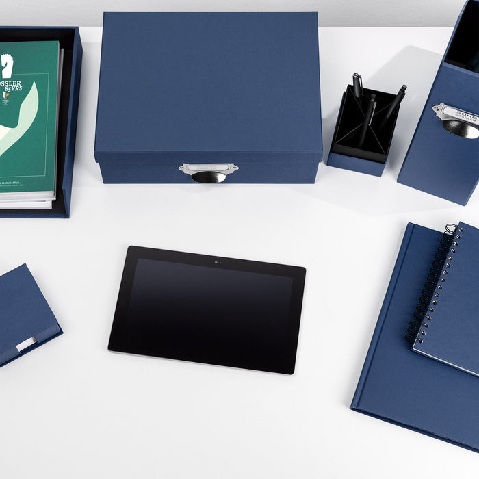 Notizbuch A5 mit Gummizug, Navy-Blau