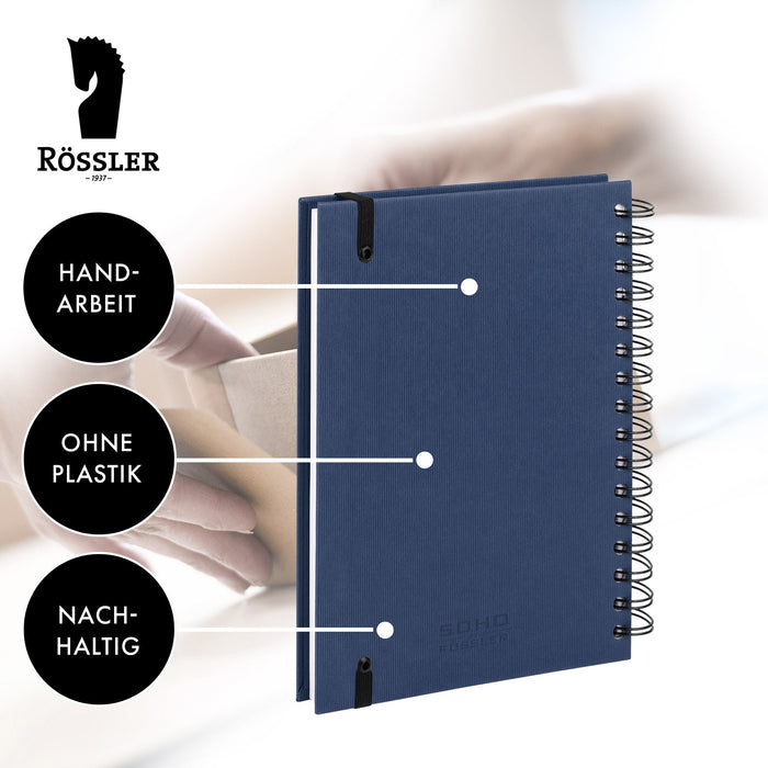 Notizbuch A5 mit Gummizug, Navy-Blau
