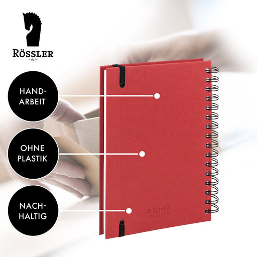 Notizbuch A5 mit Gummizug, Rot