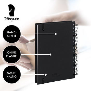 Notizbuch A5 mit Gummizug, Schwarz