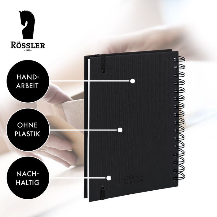 Notizbuch A5 mit Gummizug, Schwarz