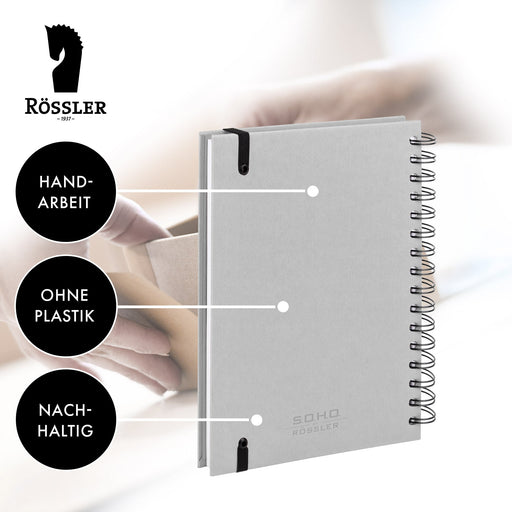 Notizbuch A5 mit Gummizug, Stone-Grau