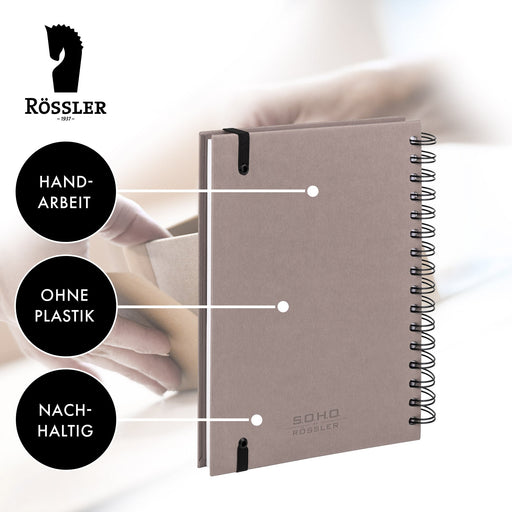 Notizbuch A5 mit Gummizug, Taupe