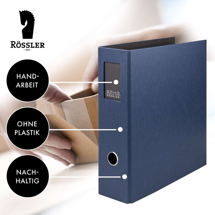 Ordner mit Rückenschild für A4, Navy-Blau