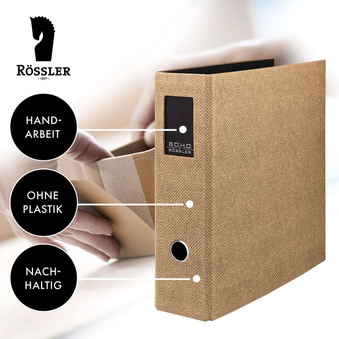 Ordner mit Rückenschild für A4, Haselnuss-Braun