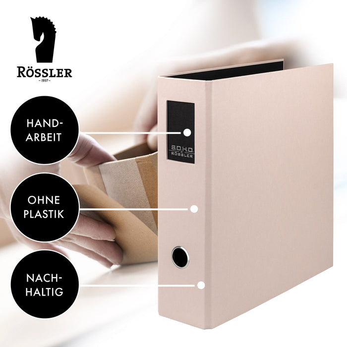 Ordner mit Rückenschild für A4, Powder-Rosa