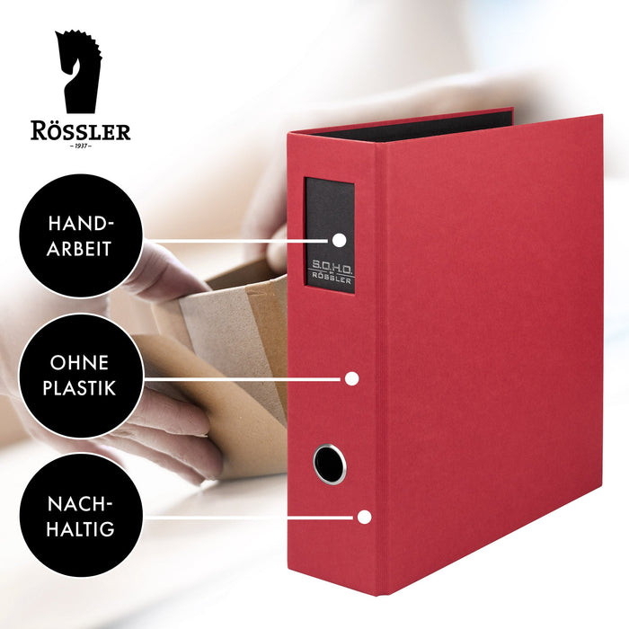 Ordner mit Rückenschild für A4, Rot