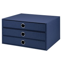 3er Schubladenbox für A4, Navy-Blau