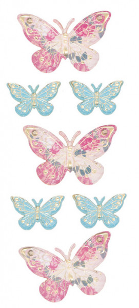 Sticker 3D, Schmetterlinge Pastell