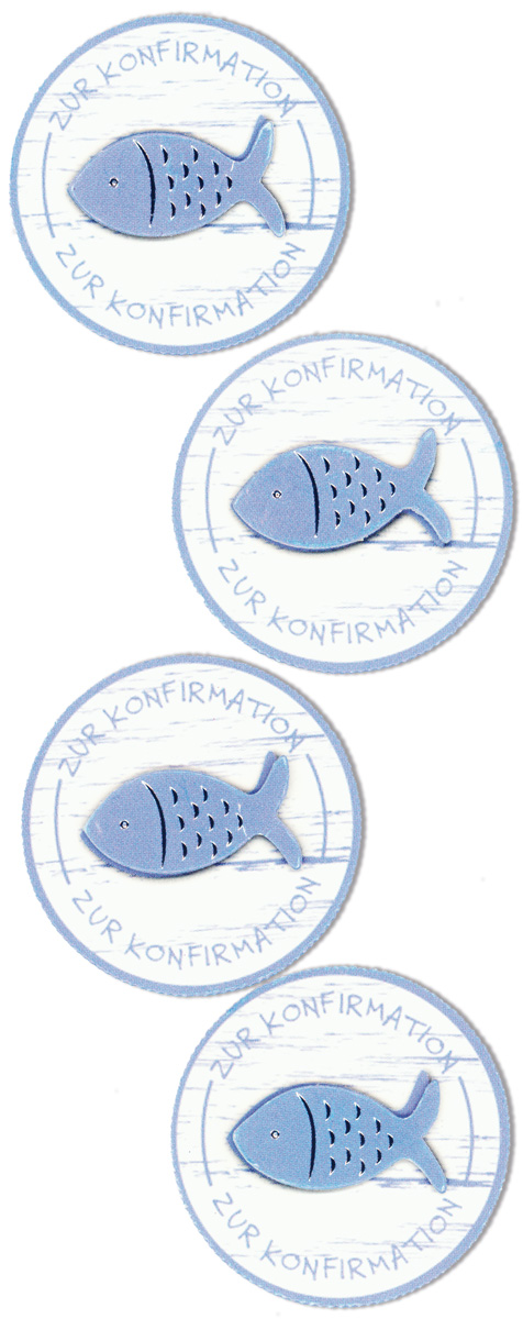 Sticker Fisch Konfirmation Blau Roessler Eu