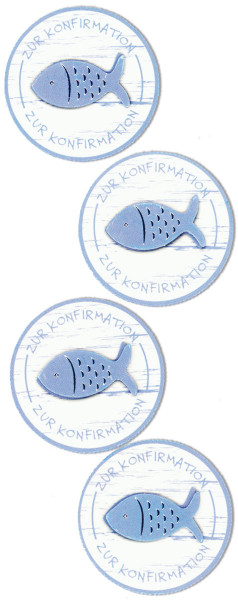 Sticker, Fisch Konfirmation, Blau