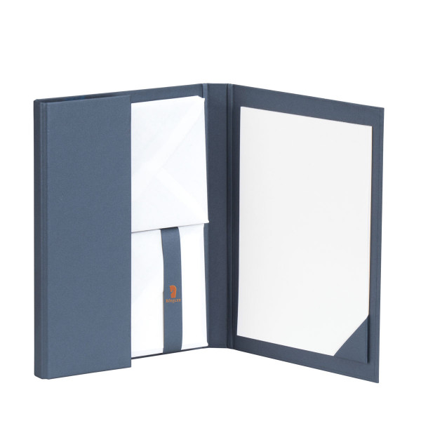 Briefpapiermappe, Navy-Blau Metallic
