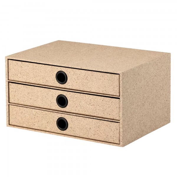 3er Schubladenbox für A4, Cacao