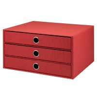 3er Schubladenbox für A4, Rot